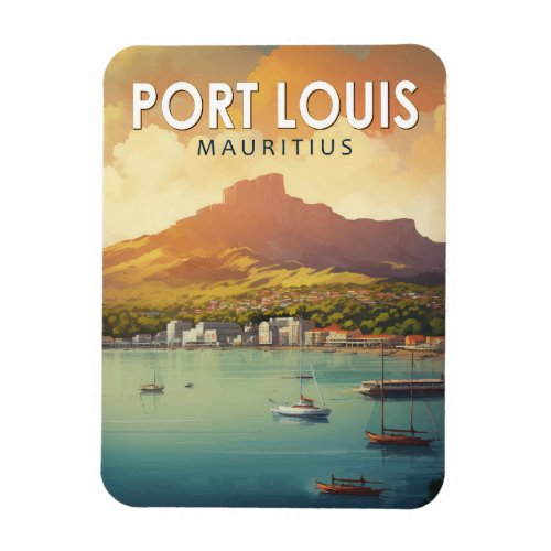 Port Louis Mauritius Travel Art Vintage Magnet