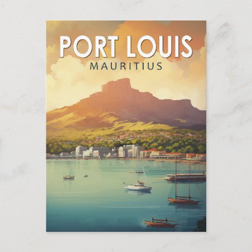 Port Louis Mauritius Travel Art Vintage Postcard