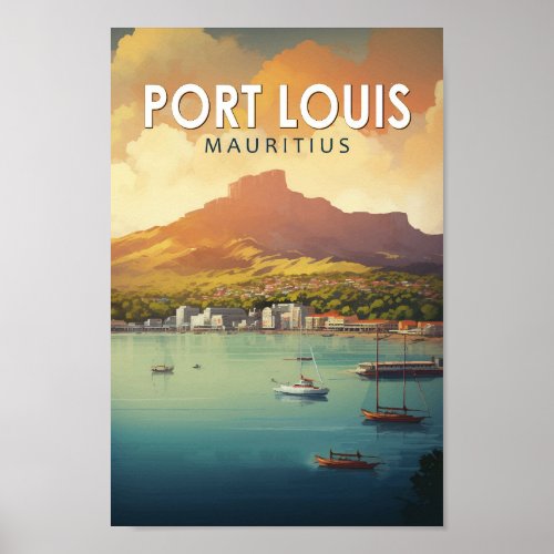 Port Louis Mauritius Travel Art Vintage Poster