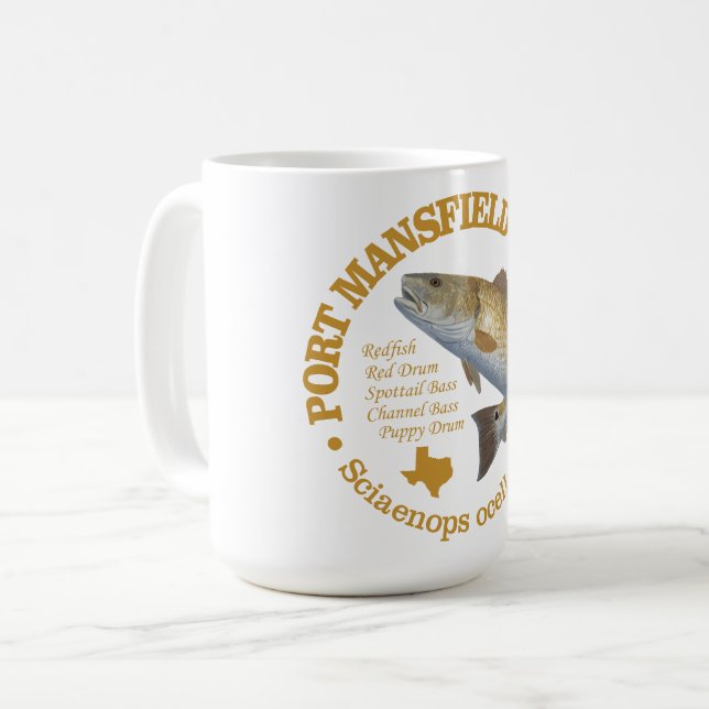 Port Mansfield (redfish) Coffee Mug (Front Left)