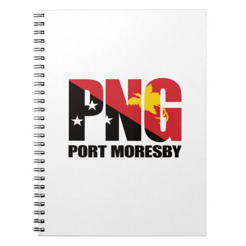 Port Moresby PNG with Papua New Guinea Flag Notebook