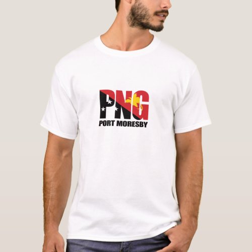 Port Moresby PNG with Papua New Guinea Flag T_Shirt