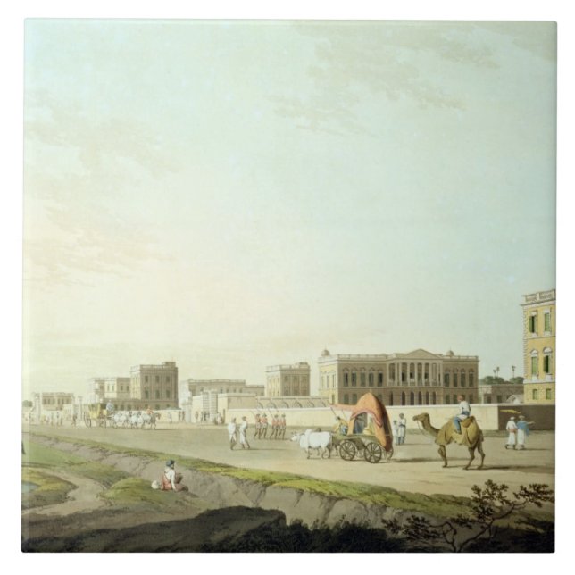 Port of Cheringhee, Calcutta, plate 32 from 'Orien Ceramic Tile (Front)