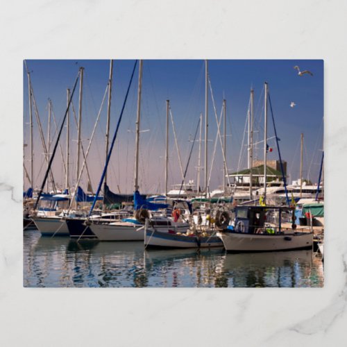 Port of Golfe Juan in France Foil Holiday Postcard