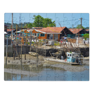 Port of La Teste de Buch in France Postcard Magnet Jigsaw Puzzle