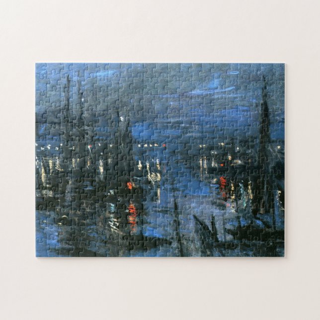 Port of Le Havre, Night Effect Monet Fine Art Jigsaw Puzzle (Horizontal)