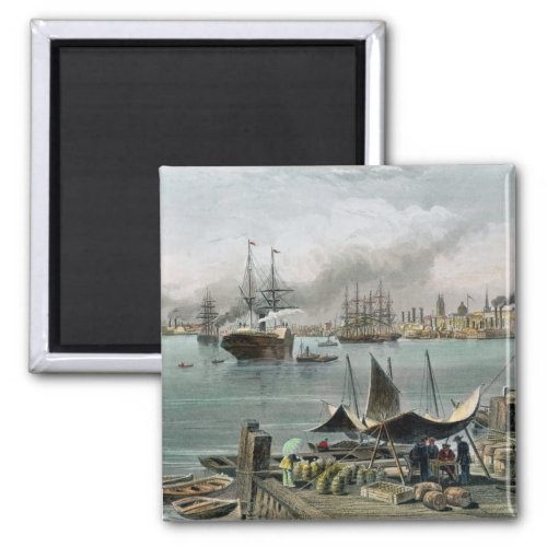 Port of New Orleans engraved by DG Thompson Magnet