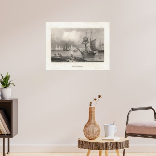 Port of New Orleans with Tall Ships in Harbor Poster