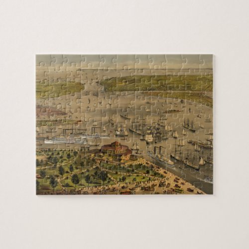 Port of New York by Currier  Ives in 1878 Jigsaw Puzzle