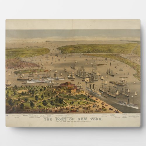 Port of New York by Currier  Ives in 1878 Plaque