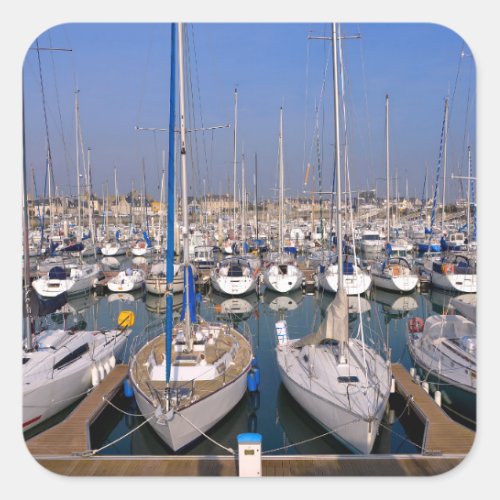Port of Saint_Vaast_la_Hougue in France  Poster Square Sticker