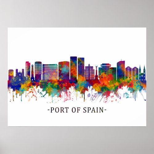 Port Of Spain Trinidad and Tobago Skyline Poster