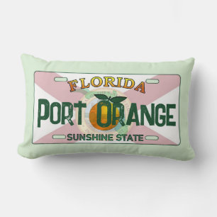 Port Orange Florida flag license plate pillow
