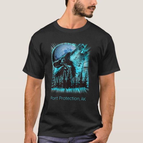 Port Protection Alaska Howling Wolf Moon Forest Na T_Shirt