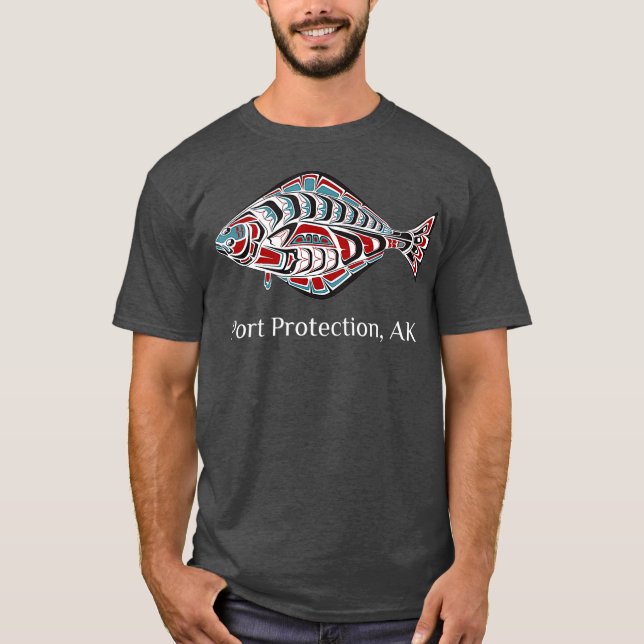 Port Protection Alaska Native American Halibut T-Shirt (Front)