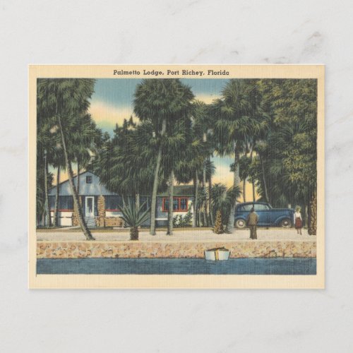 Port Richey Florida vintage Palmetto Lodge Postcard