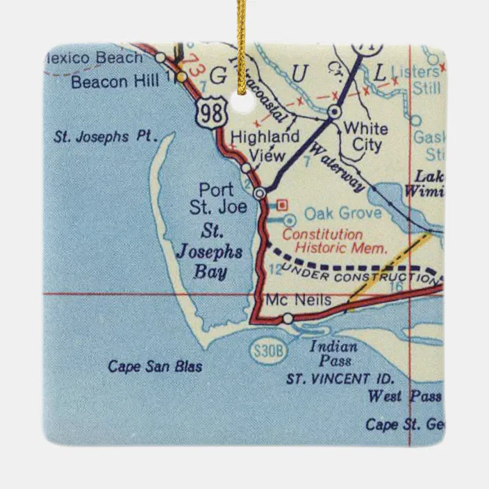 St Joe Beach Florida Map Port St. Joe Fl Vintage Map Ceramic Ornament | Zazzle.com