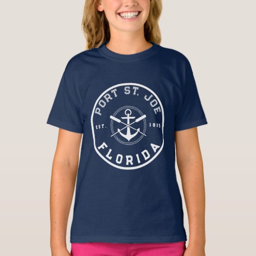 Port St Joe Florida Beaches Navy Oars Anchor T_Shirt