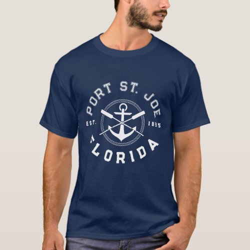 Port St Joe Florida Beaches Navy Oars Anchor T_Shirt