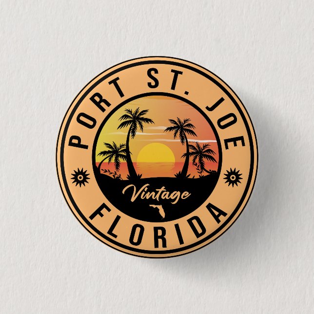 Port St. Joe Florida Retro Sunset Souvenir Button (Front)