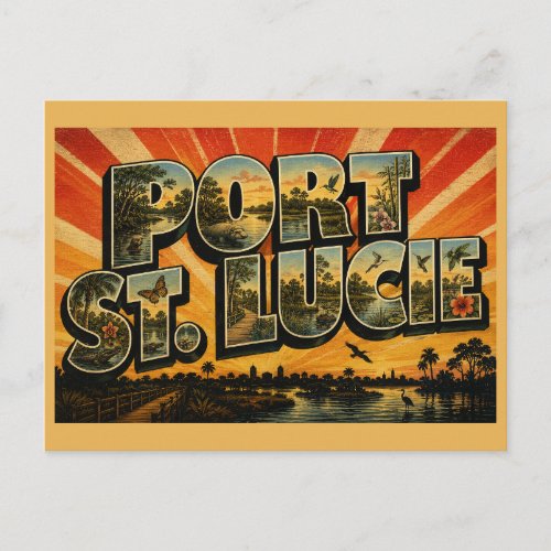Port St. Lucie FL Vintage Travel Art Postcard