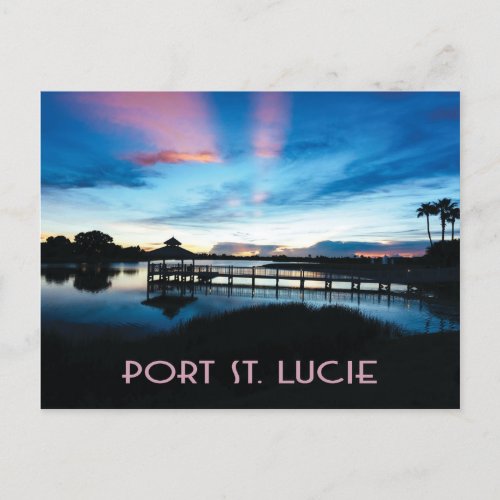 Port St Lucie Florida Dock at Night Postcard
