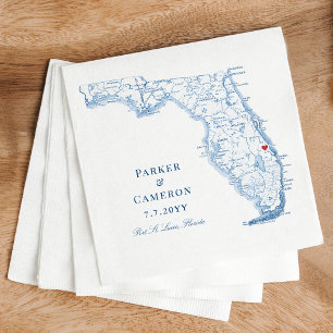 Port St. Lucie Florida Map Elegant Wedding  Napkins
