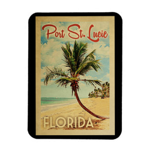 Port St Lucie Palm Tree Vintage Travel Magnet