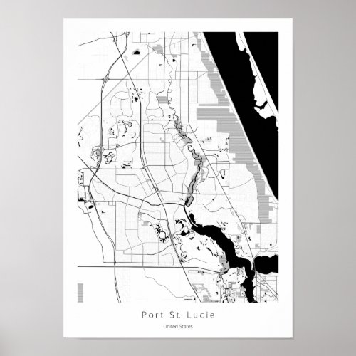 Port St Saint Lucie Florida Modern Simple Map Poster