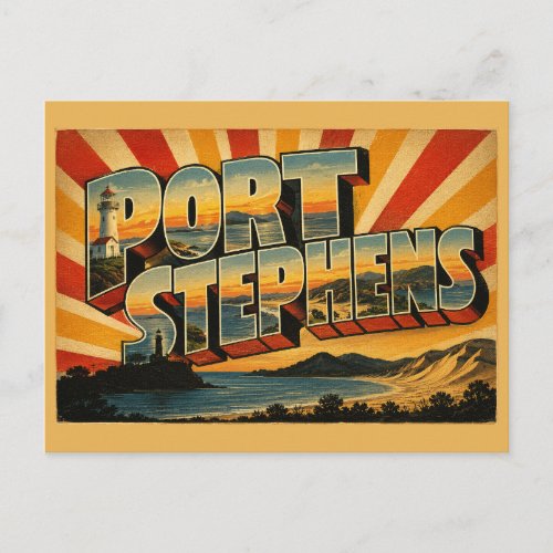 Port Stephens NSW Australia Vintage Travel Art Postcard