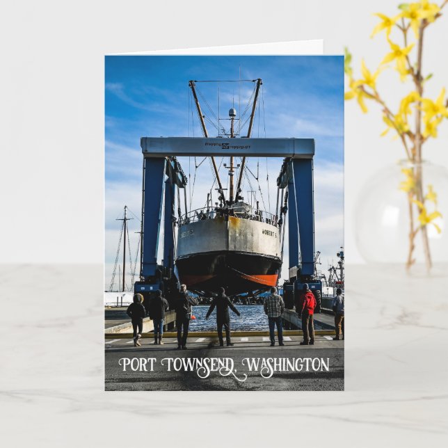 Port Townsend Boatyard Photography Card (Yellow Flower)