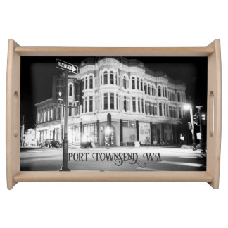Port Townsend, WA Hastings Building Back & White Serving Tray