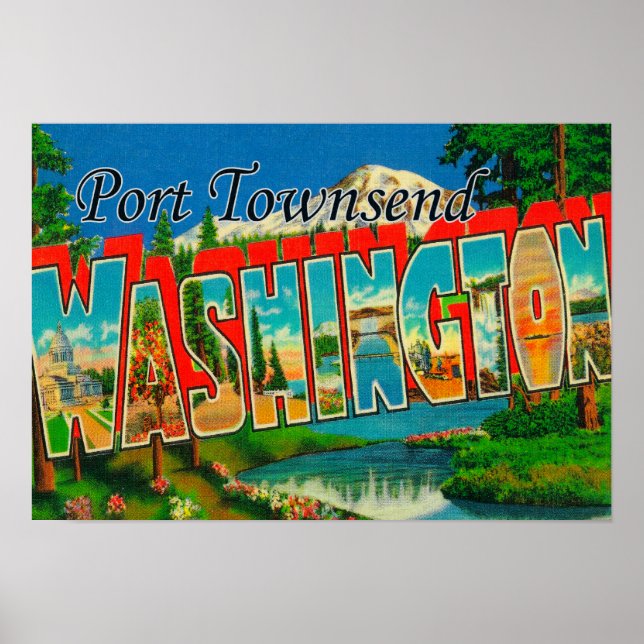 Port Townsend, Washington - Large Letter Scenes Poster (Front)