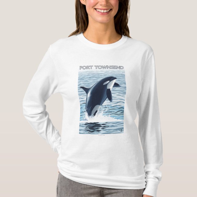 Port Townsend, WashingtonOrca Jumping T-Shirt (Front)