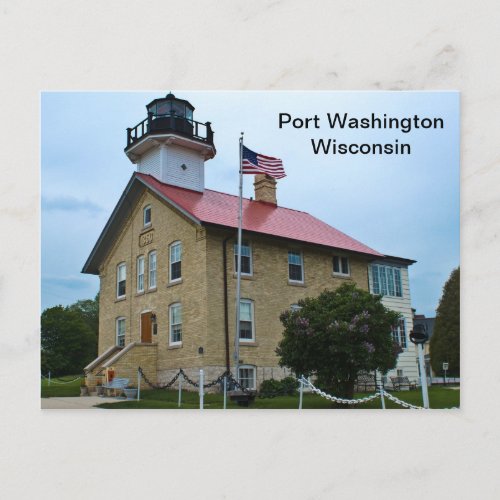 Port Washington Wisconsin Lighthouse Postcard