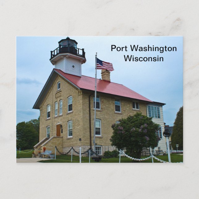 Port Washington Wisconsin Lighthouse Postcard (Front)