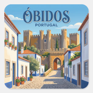 Porta da Vila and Óbidos Castle Portugal Square Sticker