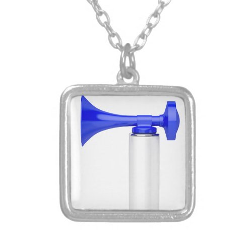 Portable air horn silver plated necklace