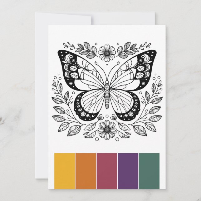 Portable Butterfly Coloring Cards Art Therapy (Front)