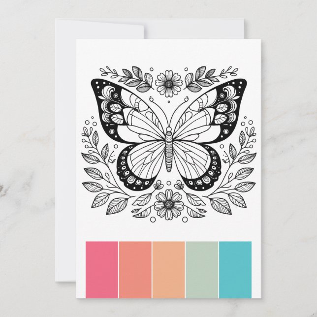 Portable Butterfly Coloring Cards Art Therapy (Front)
