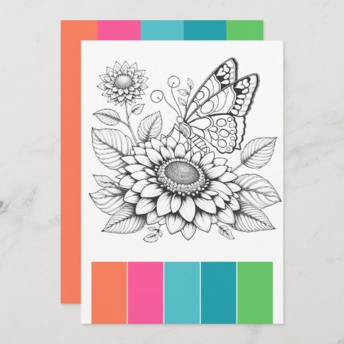 Portable Butterfly Coloring Pages for Adults Invitation