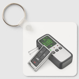 Portable digital breathalyzer and car key keychain