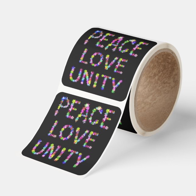Portable Positivity | Peace & Love Floral Unity    Square Sticker (Roll)