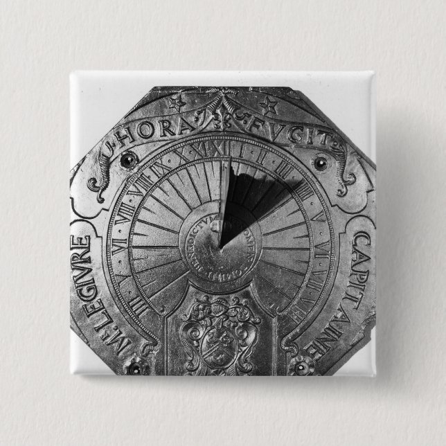 Portable Sundial, from Sierk Castle  1756 Pinback Button (Front)