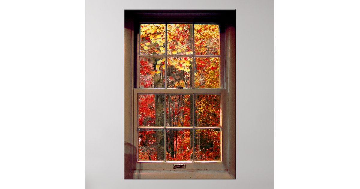 Window Scene Poster Portable Window AUTUMN Scene Poster | Zazzle