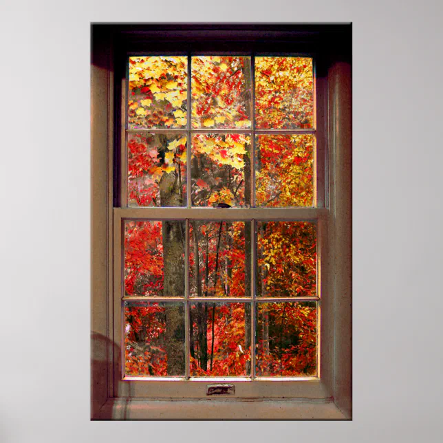 Window Scene Poster Portable Window AUTUMN Scene Poster | Zazzle