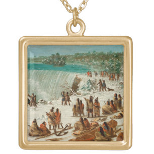 Portage Around the Falls of Niagara at Table Rock Gold Plated Necklace