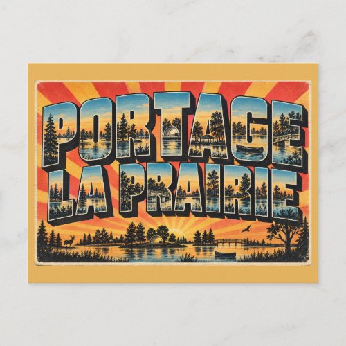 Portage la Prairie MB Island Park River Art Postcard