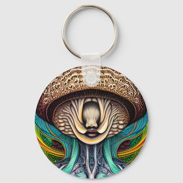 Portait of a Mushroom With Human Features  Keychain (Front)