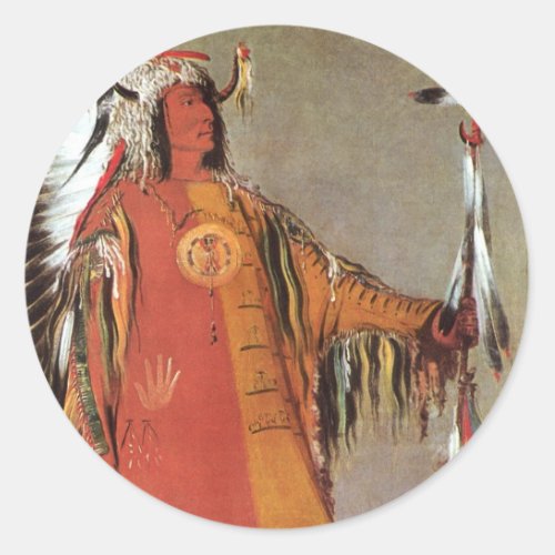 Portait of Indian Chief Mato_Tope by George Catlin Classic Round Sticker